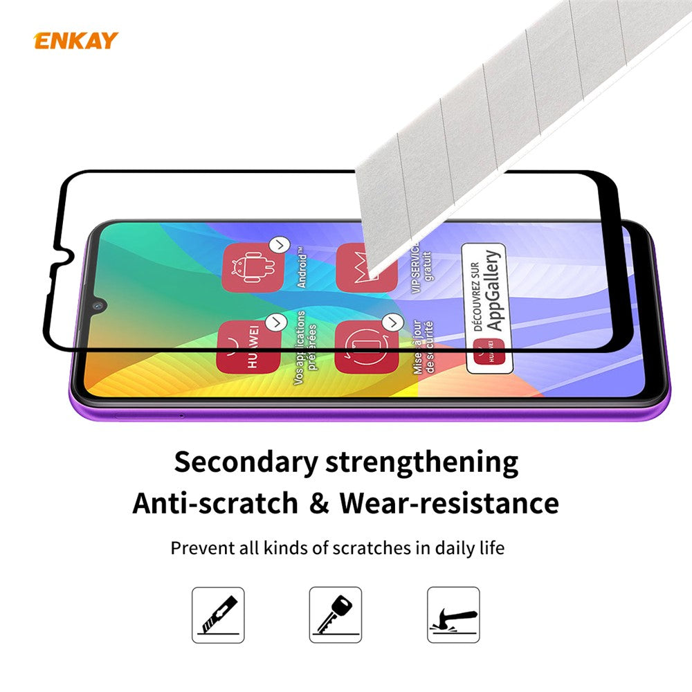 2PCS/Set HAT PRINCE Full Glue 0.26mm 9H 2.5D Arc Edge Full Size Tempered Glass Screen Film for Huawei Y6p