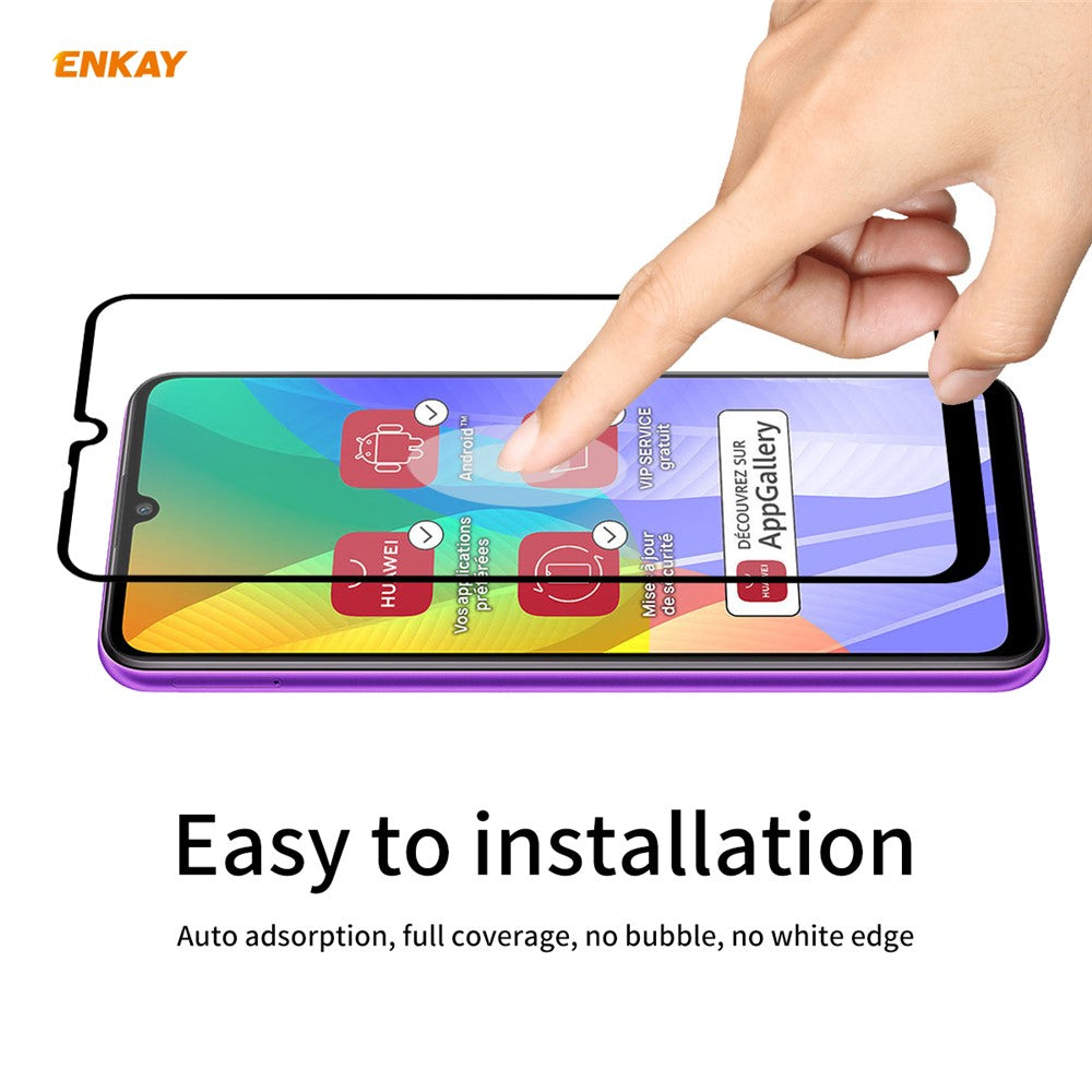 2PCS/Set HAT PRINCE Full Glue 0.26mm 9H 2.5D Arc Edge Full Size Tempered Glass Screen Film for Huawei Y6p