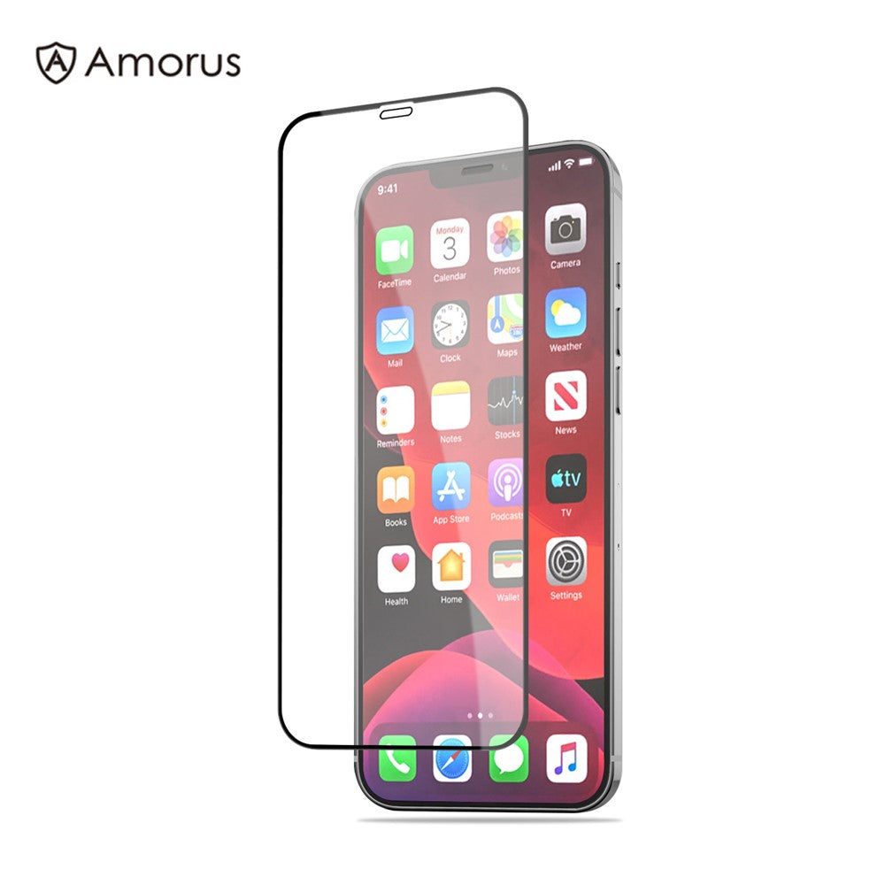 AMORUS Silk Print HD Tempered Glass Full Glue Full Coverage Screen Protector for iPhone 12 Mini