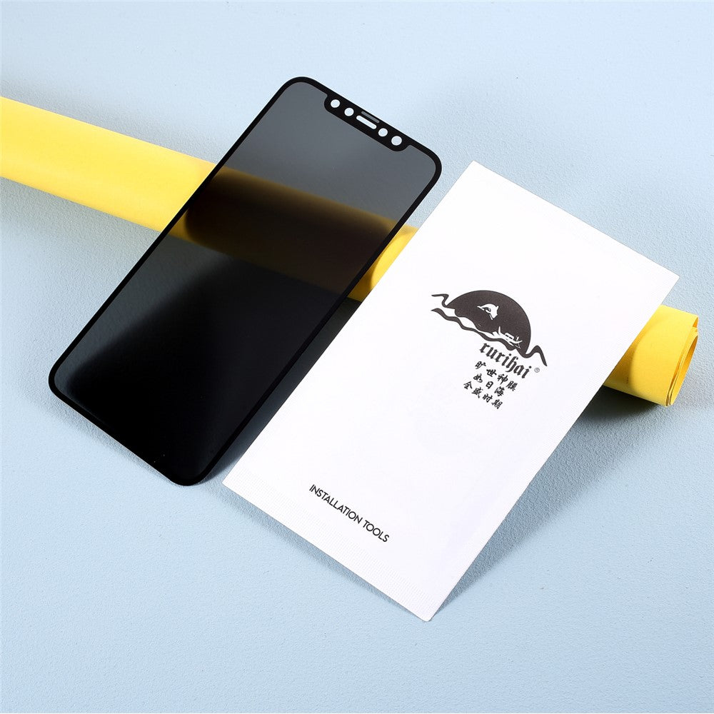 RURIHAI 0.26 mm 360 graders beskyttende fuldklæbende skærmbeskyttelse af hærdet glas mod kig for iPhone XR/11 6,1 tommer