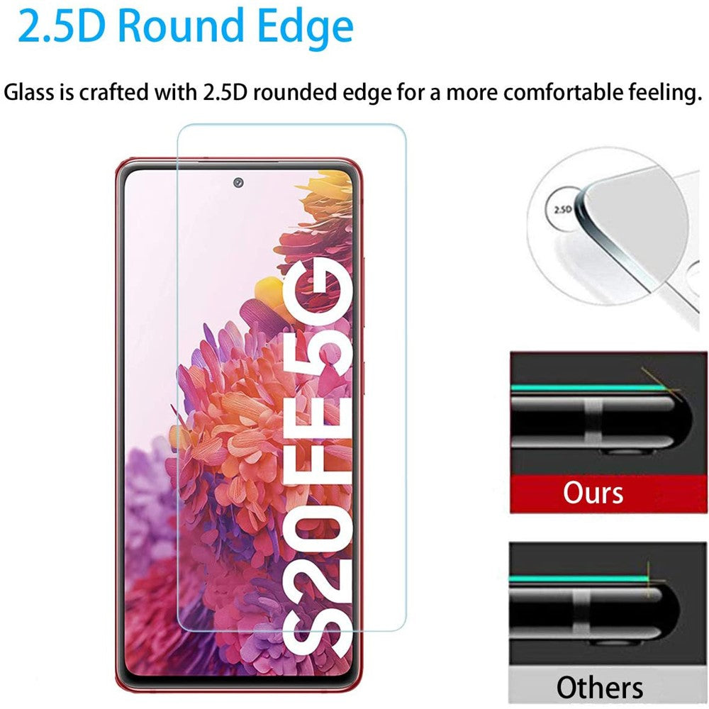 2.5D 9H Arc Edge Härdat Glas Skärmskydd för Samsung Galaxy S20 FE/S20 Fan Edition/S20 Lite med Kameralinsfilm