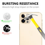 For iPhone 12 Pro 2.5D 9H Arc Edge Tempered Glass Screen Protector + Camera Lens Film