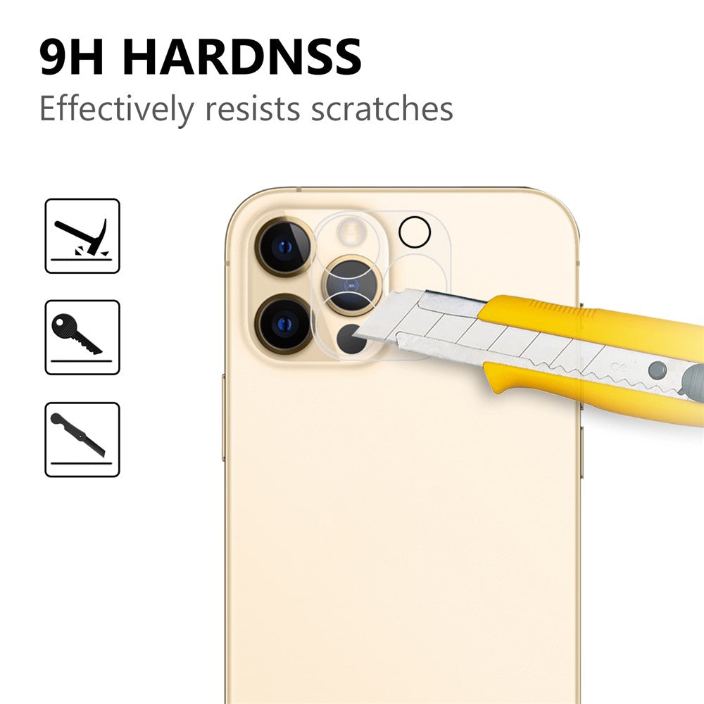 For iPhone 12 Pro 2.5D 9H Arc Edge Tempered Glass Screen Protector + Camera Lens Film