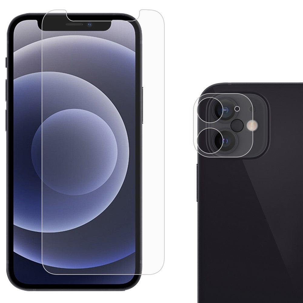 iPhone 12 mini 5,4 tums kvalitets 2.5D 9H Arc Edge härdat glas skärmskydd + kameralinsfilm