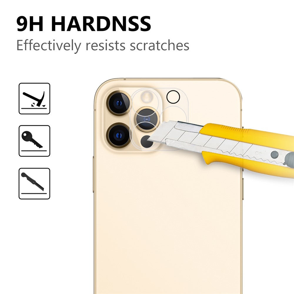 For iPhone 12 Pro Max 2.5D 9H Arc Edge Tempered Glass Screen Protector + Camera Lens Film