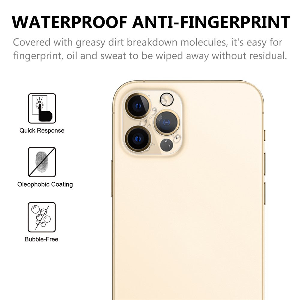 For iPhone 12 Pro Max 2.5D 9H Arc Edge Tempered Glass Screen Protector + Camera Lens Film