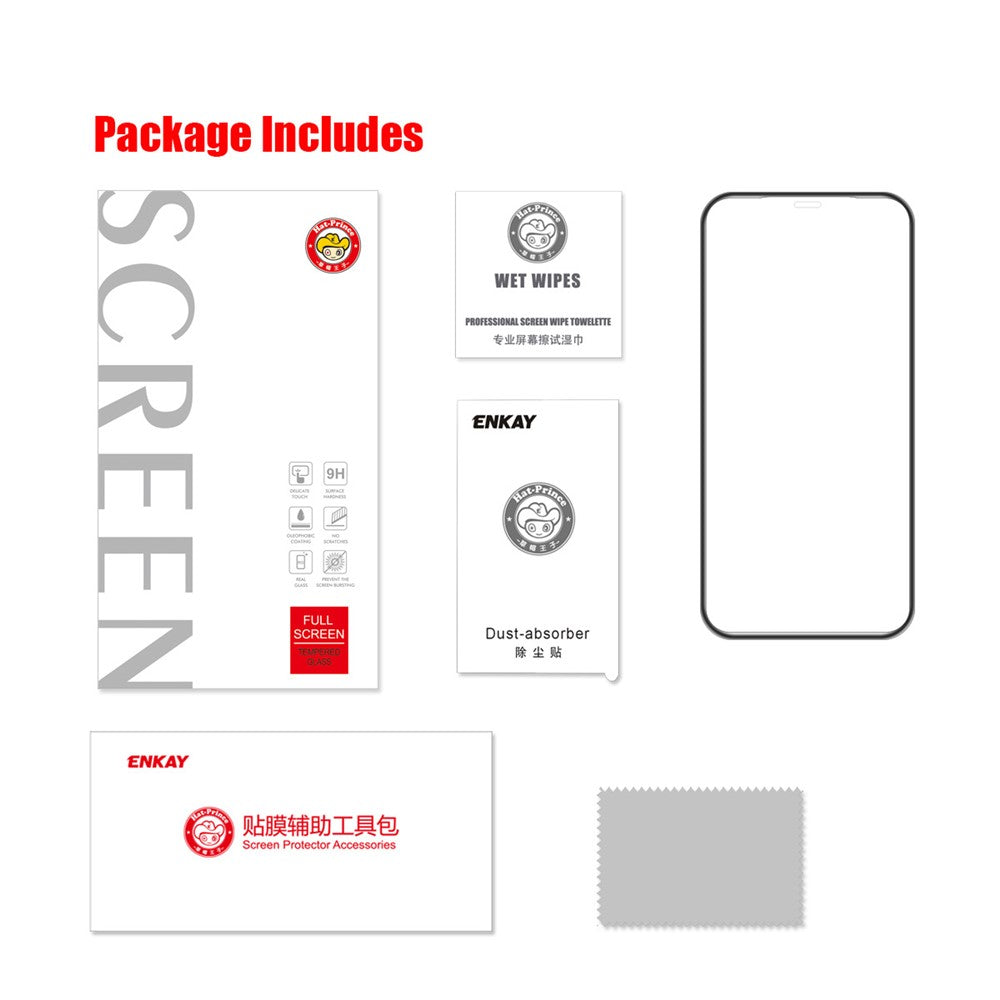 ENKAY HAT PRINCE Full Glue Complete Covering Tempered Glass Screen Protector for iPhone 12 Pro / iPhone 12