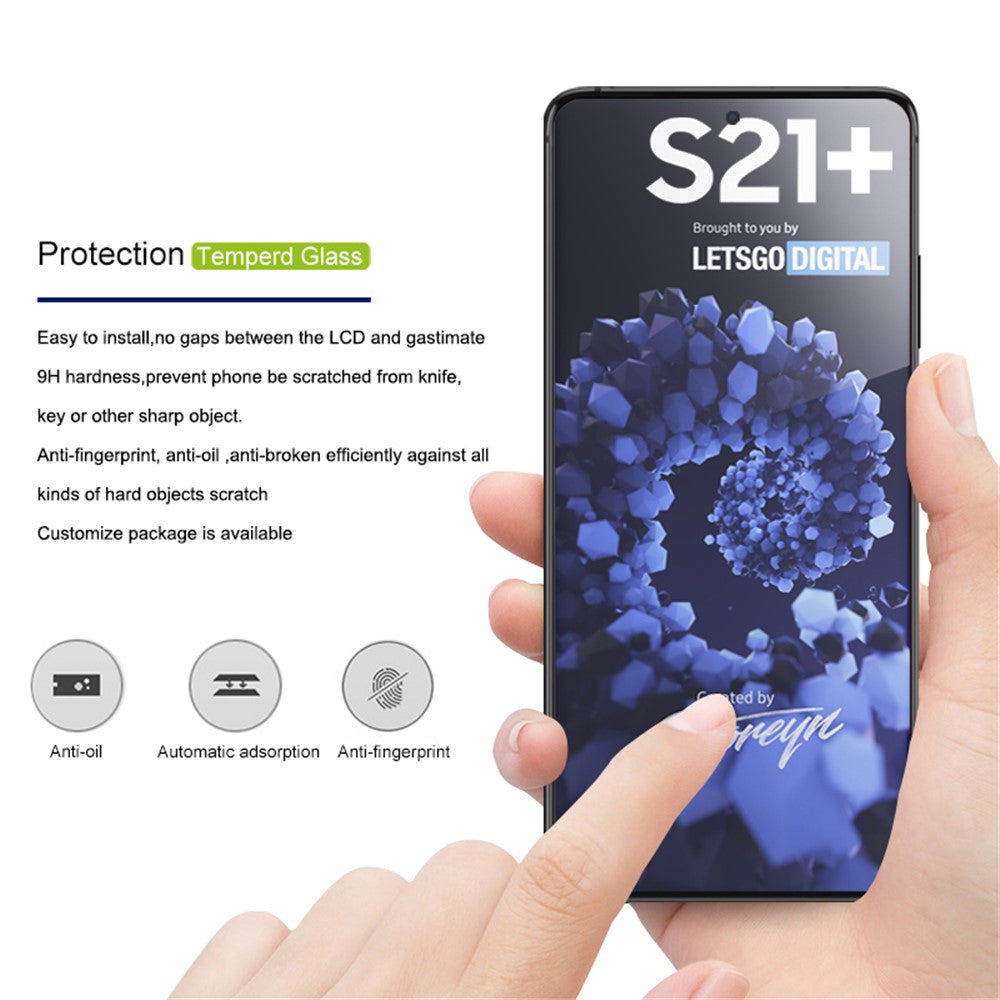 MOCOLO silkestryckt heltäckande HD-skärmskydd i härdat glas med fullständig limyta för Samsung Galaxy S21+