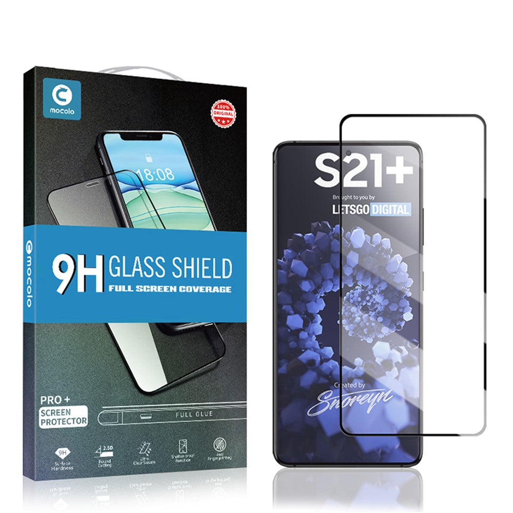 MOCOLO for Samsung Galaxy S21+ Silk Print Full Glue HD Tempered Glass Full Size Screen Film