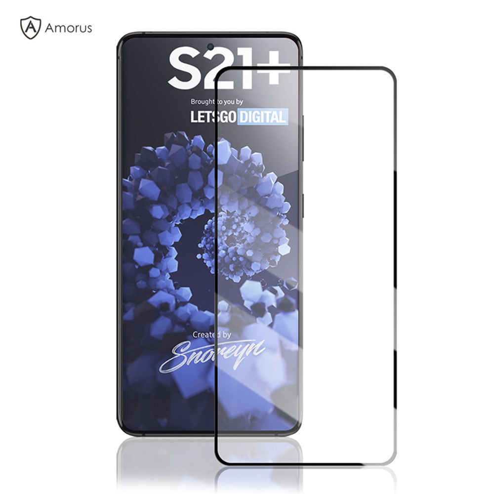 AMORUS Silk Print Fuld Lim Fuld Dækning Film til Samsung Galaxy S21+ 5G HD Hærdet Glas Skærmbeskytter