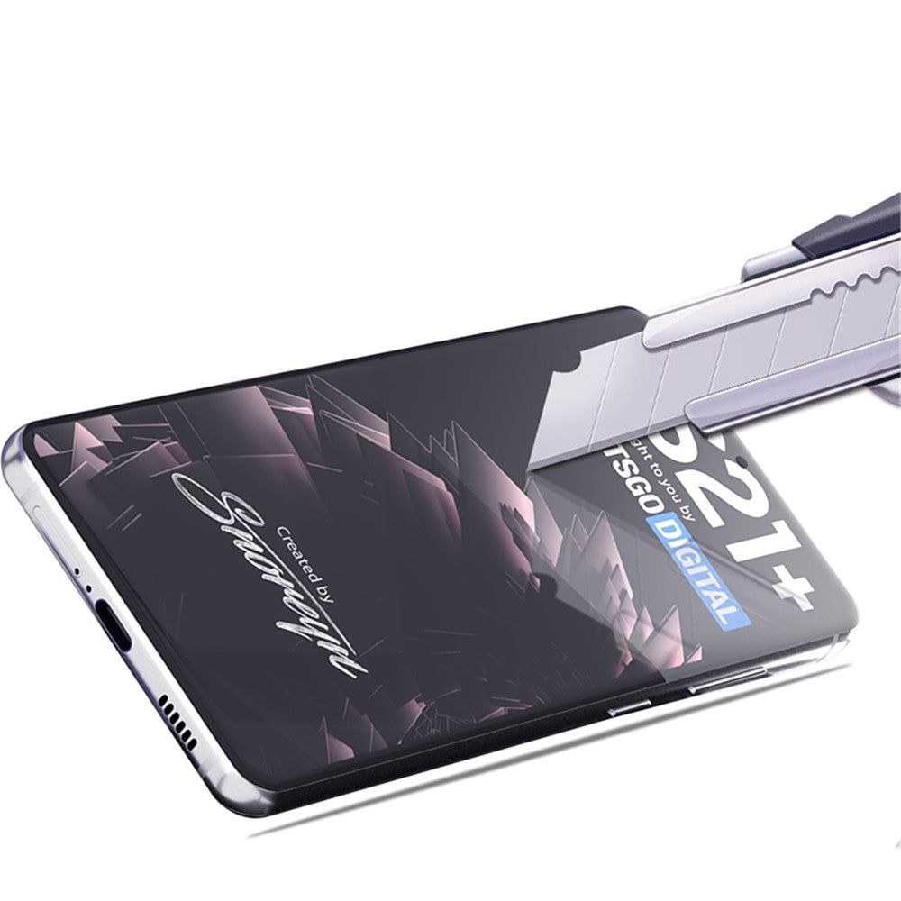 AMORUS Silk Print Fuld Lim Fuld Dækning Film til Samsung Galaxy S21+ 5G HD Hærdet Glas Skærmbeskytter