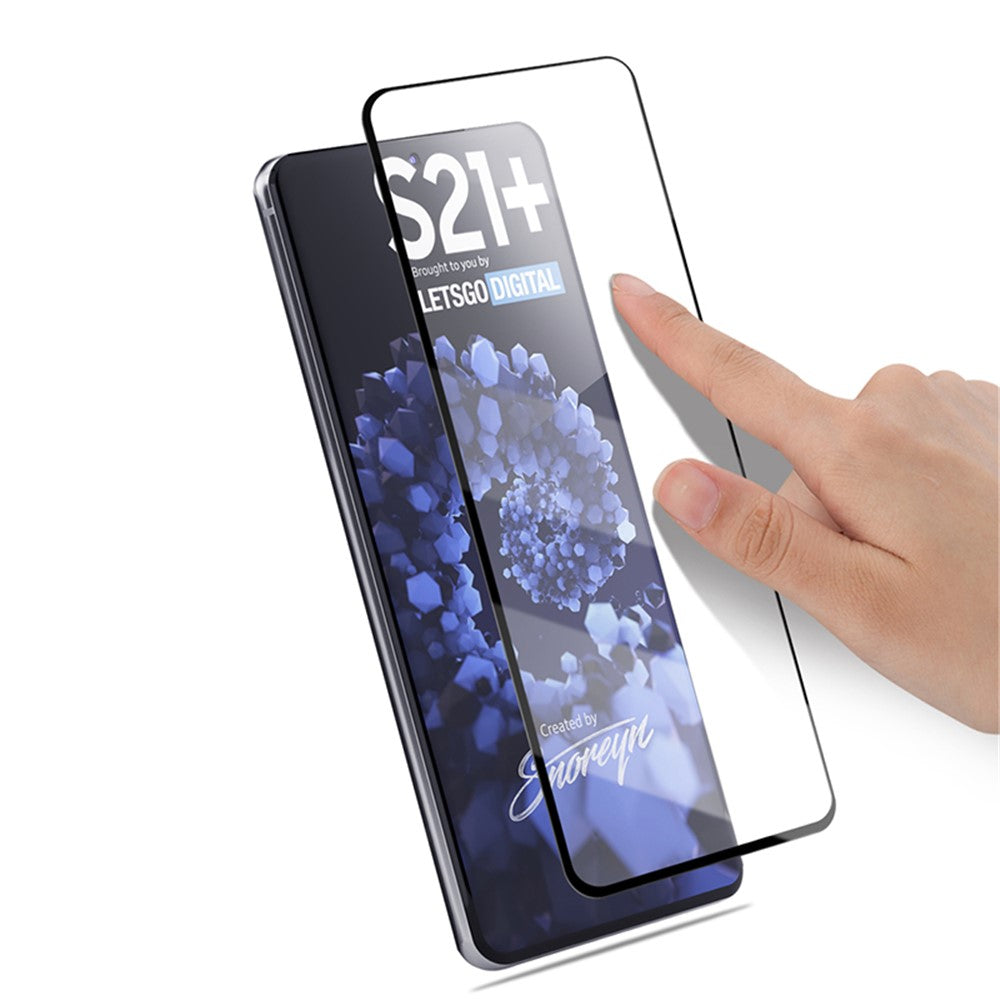 AMORUS Silk Print Fuld Lim Fuld Dækning Film til Samsung Galaxy S21+ 5G HD Hærdet Glas Skærmbeskytter