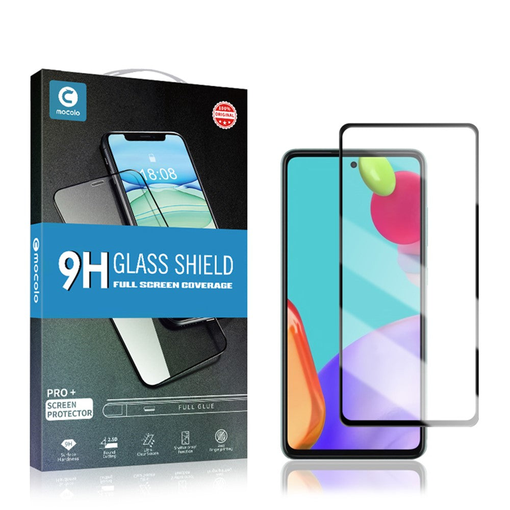 MOCOLO Dubbelskyddande Skärmskydd för Samsung Galaxy A51 4G / 5G / A52 4G / 5G / A52s 5G / A53 5G, Heltäckande Helklistrad Silk Print HD Härdat Glas Skyddsfilm