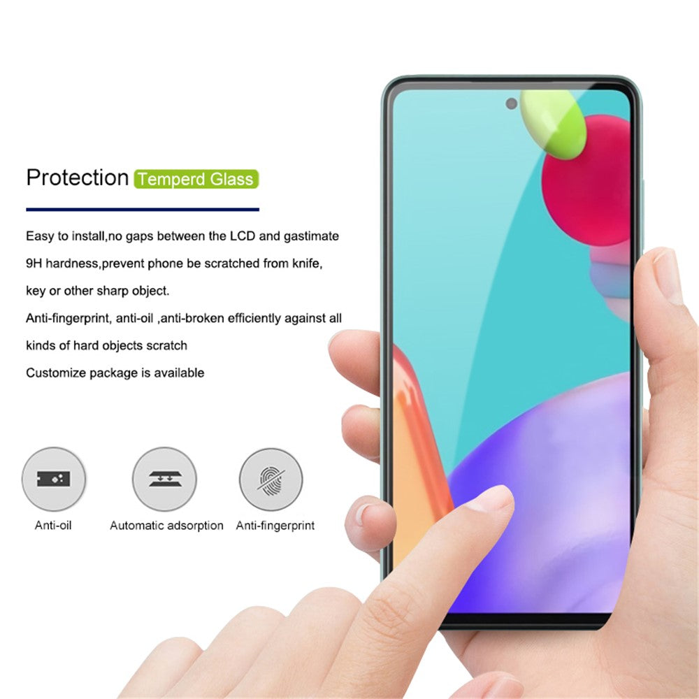 MOCOLO Dubbelskyddande Skärmskydd för Samsung Galaxy A51 4G / 5G / A52 4G / 5G / A52s 5G / A53 5G, Heltäckande Helklistrad Silk Print HD Härdat Glas Skyddsfilm