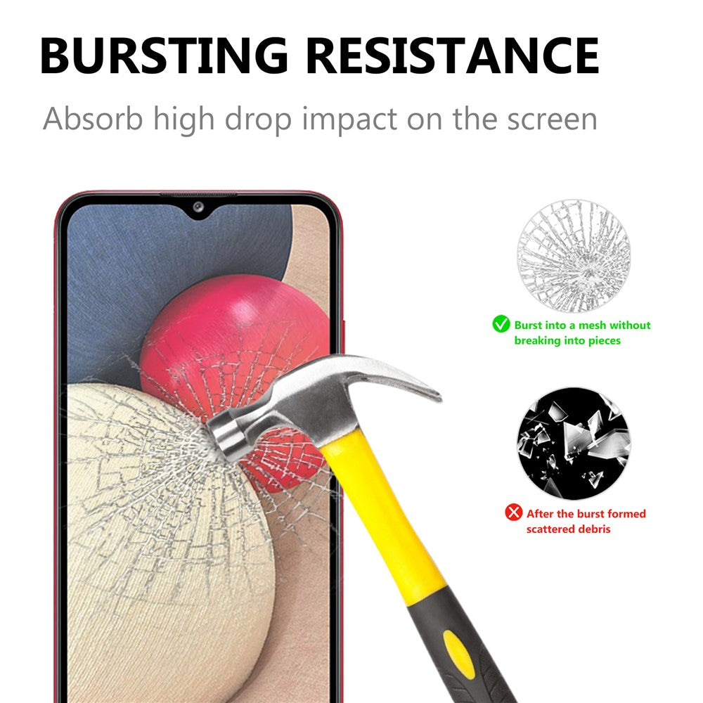 Tempered Glass Film Black Edges Screen Protector for Samsung Galaxy A02s (166.5mm) [Complete Covering] [Full Glue]