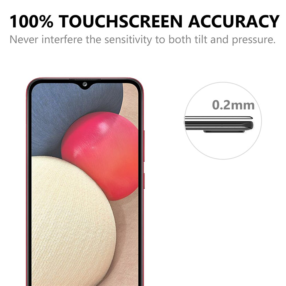 Tempered Glass Film Black Edges Screen Protector for Samsung Galaxy A02s (166.5mm) [Complete Covering] [Full Glue]