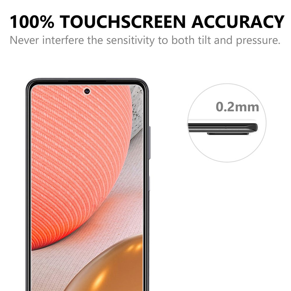 2.5D-hærdet glas med buet kant og skærmbeskyttelse af god kvalitet til Samsung Galaxy A72 5G / A72 4G