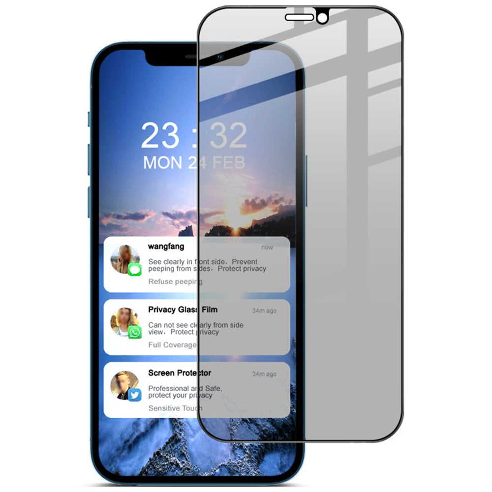 IMAK Anti-peep 9H härdat glas skärmskyddsfilm [fullständig täckning] för iPhone 12 Pro Max