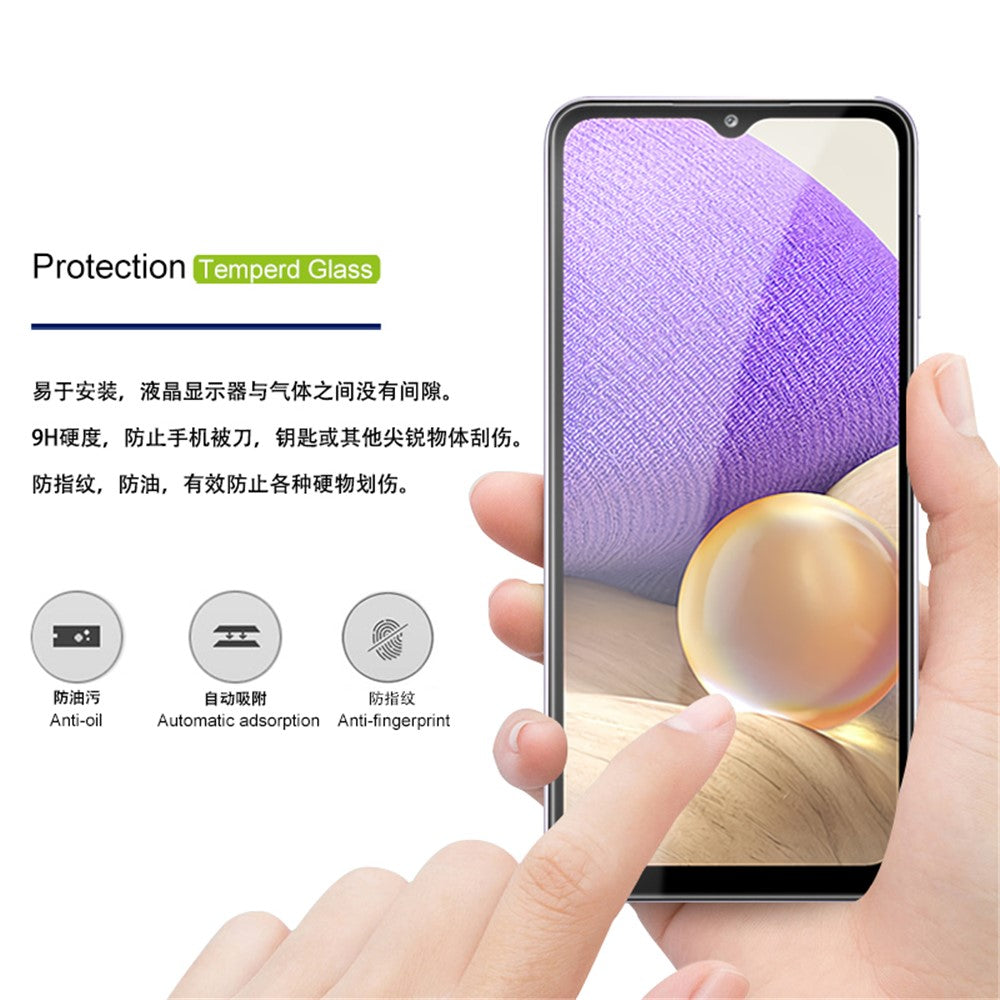 AMORUS Heltäckande Silkestryck Ultraklar Härdad Glasskärmskyddsfilm för Samsung Galaxy A32 5G/M32 5G/A12/M12/A02s (164,2x75,9x9,1mm)