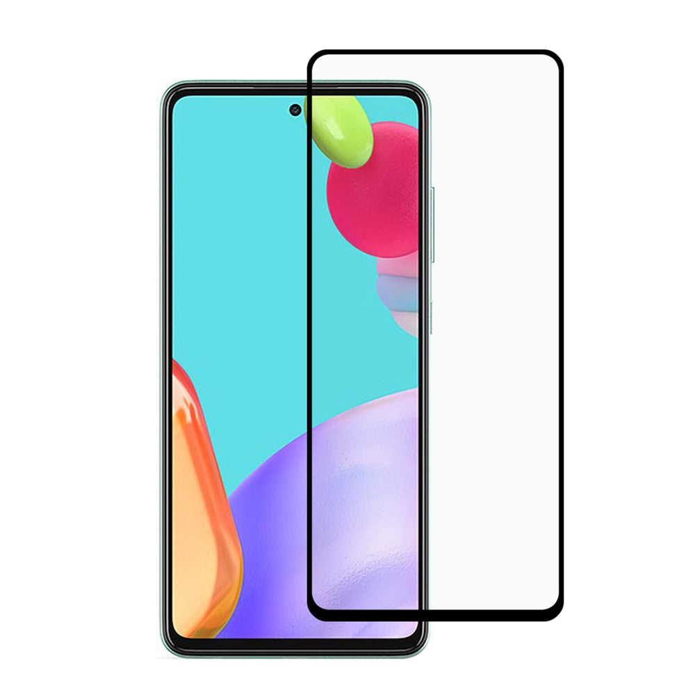 9D hærdet glas-skærmbeskyttelsesfilm med fuld lim til Samsung Galaxy A52 4G/5G / A52s 5G / A53 5G [Silketryk] [Fuld dækning]