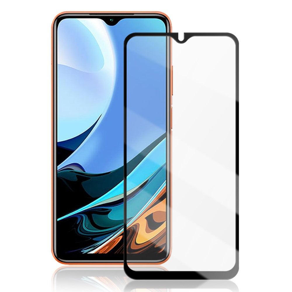AMORUS Silk Printing HD Full Glue Härdat Glas Helskärmsskyddsfilm för Xiaomi Redmi 9T/9 Power/Note 9 4G (Qualcomm Snapdragon 662)