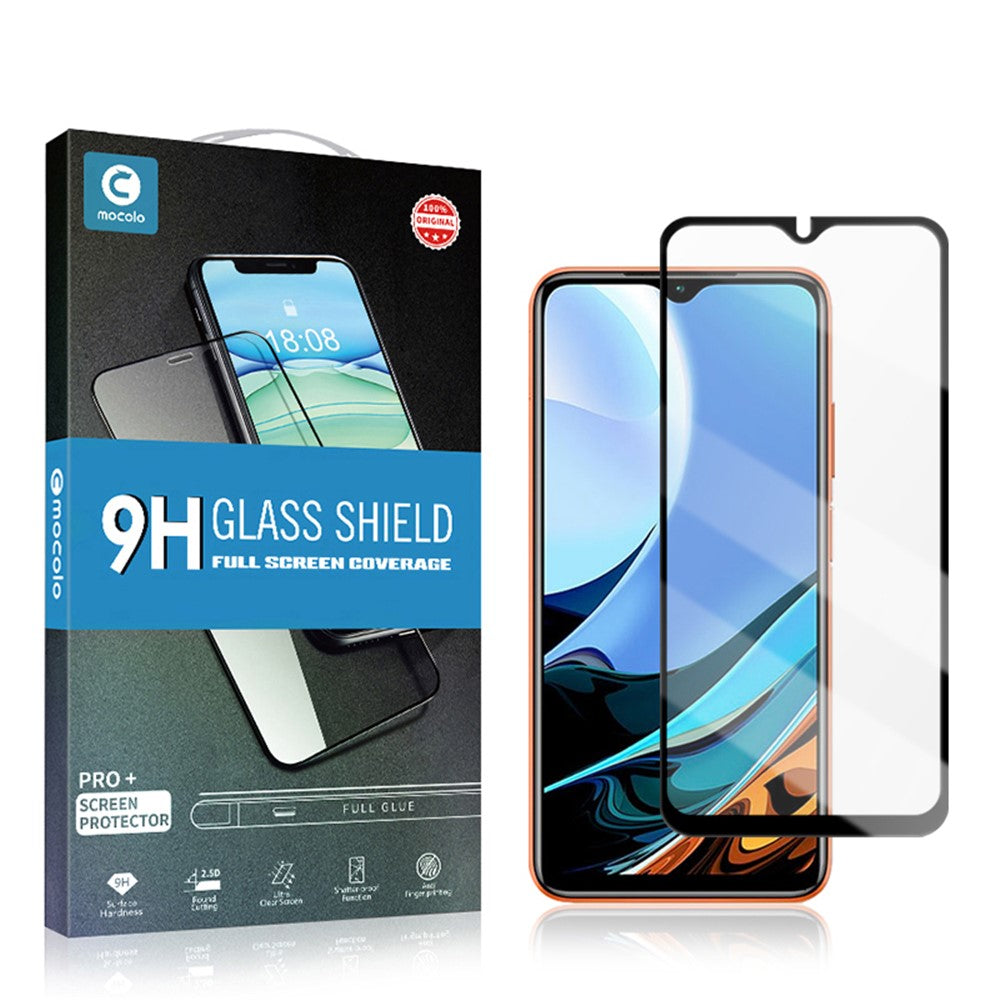 MOCOLO heltäckande silkscreentryckt, helt självhäftande härdat glasskydd för Xiaomi Redmi 9T/9 Power/Note 9 4G (Qualcomm Snapdragon 662)