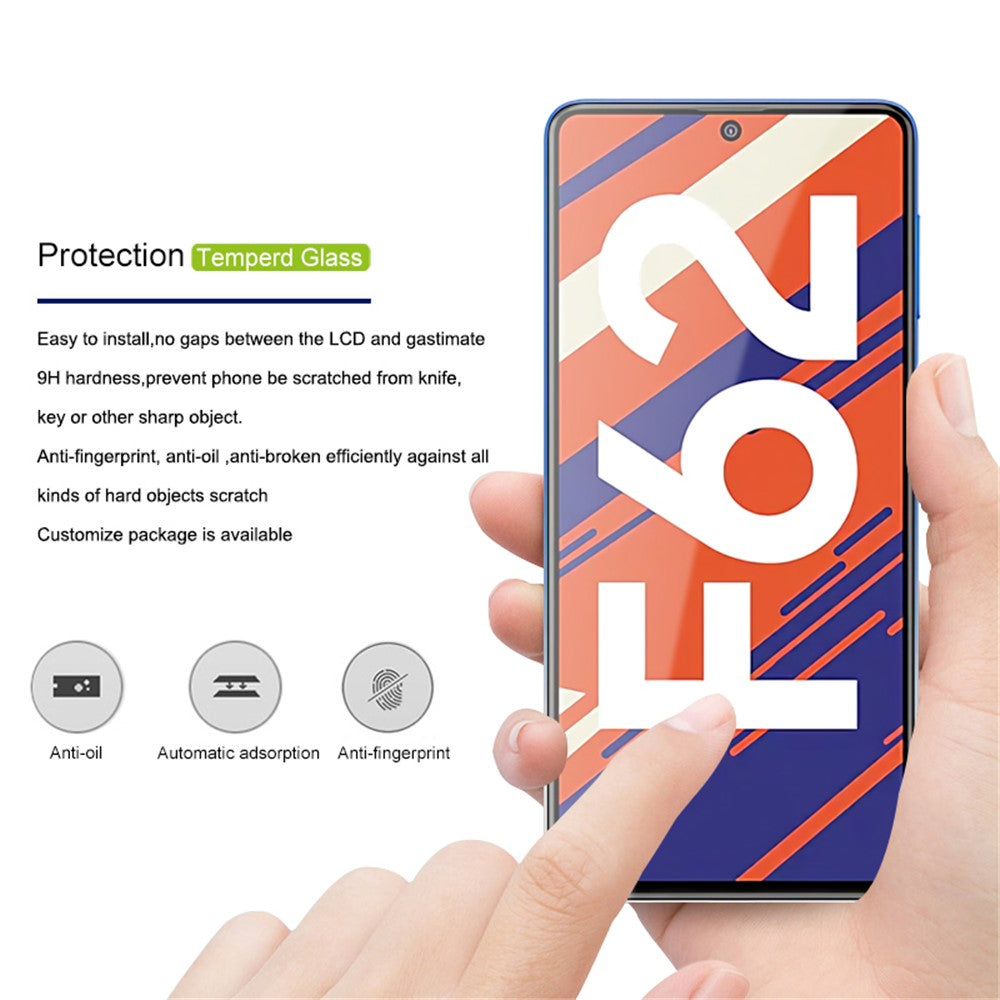 AMORUS Full Coverage 3D Curved Tempered Glass Screen Protector for Samsung Galaxy F62 / M62
