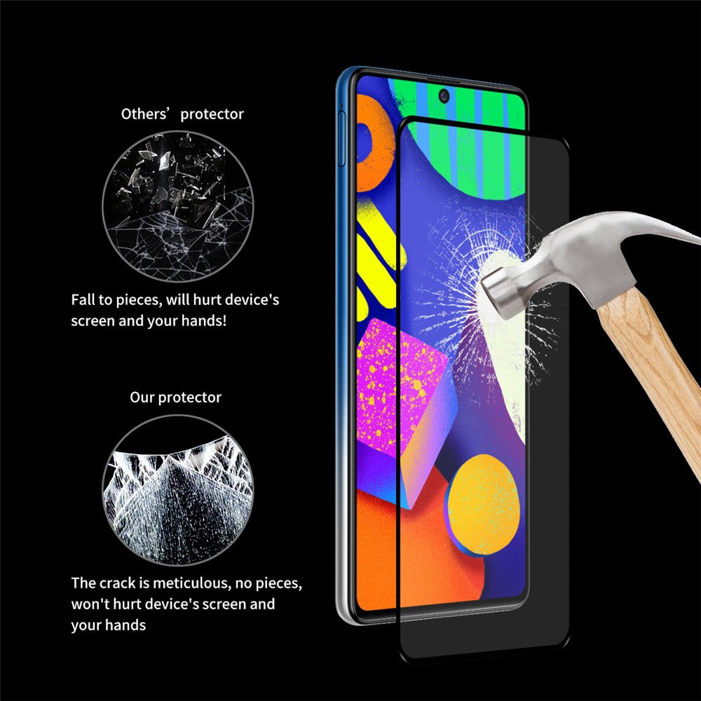 HAT PRINCE 2 Pieces Full Glue 0.26mm 9H 2.5D Anti-explosion Full Coverage Screen Protector for Samsung Galaxy F62 / M62