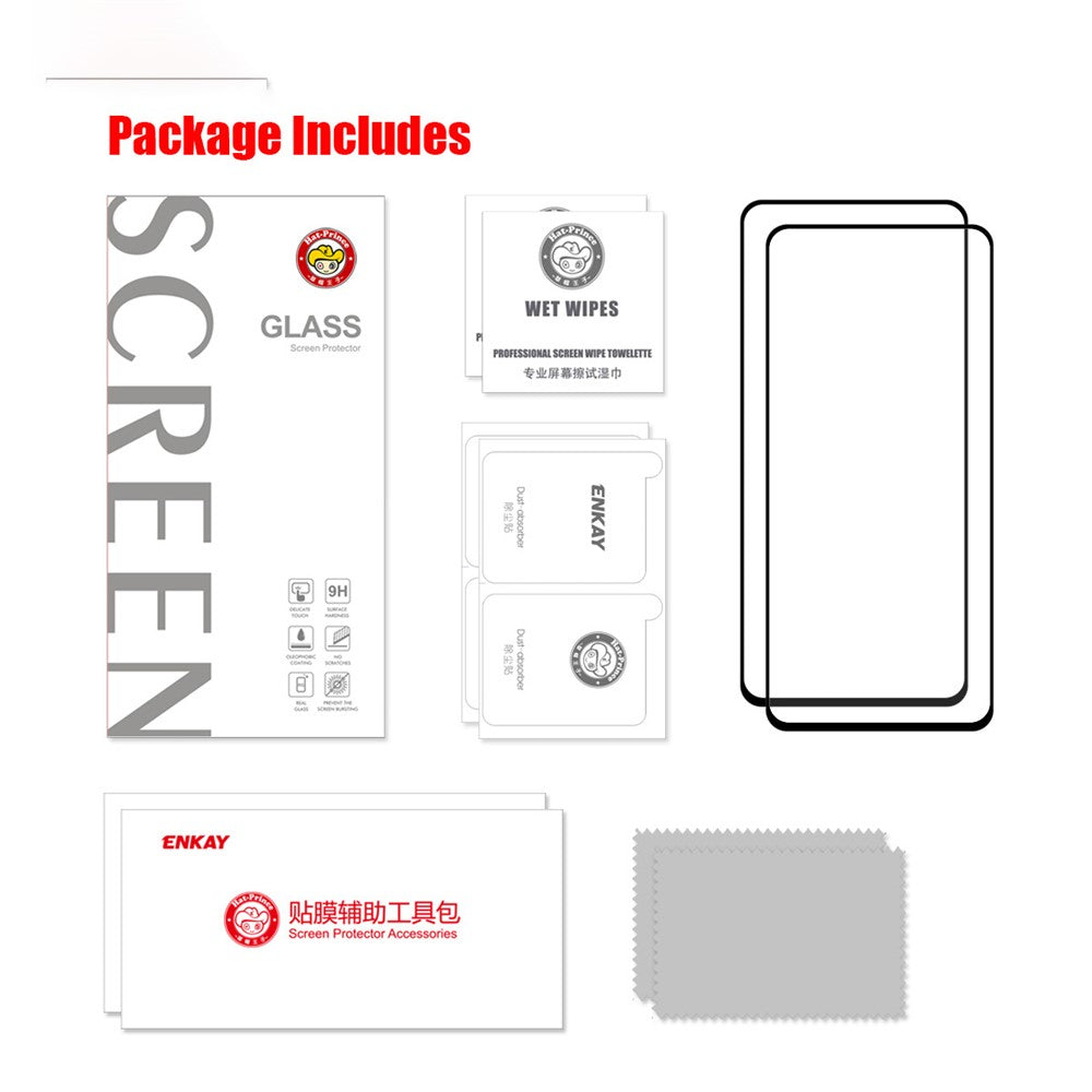 HAT PRINCE 2 Pieces Full Glue 0.26mm 9H 2.5D Anti-explosion Full Coverage Screen Protector for Samsung Galaxy F62 / M62