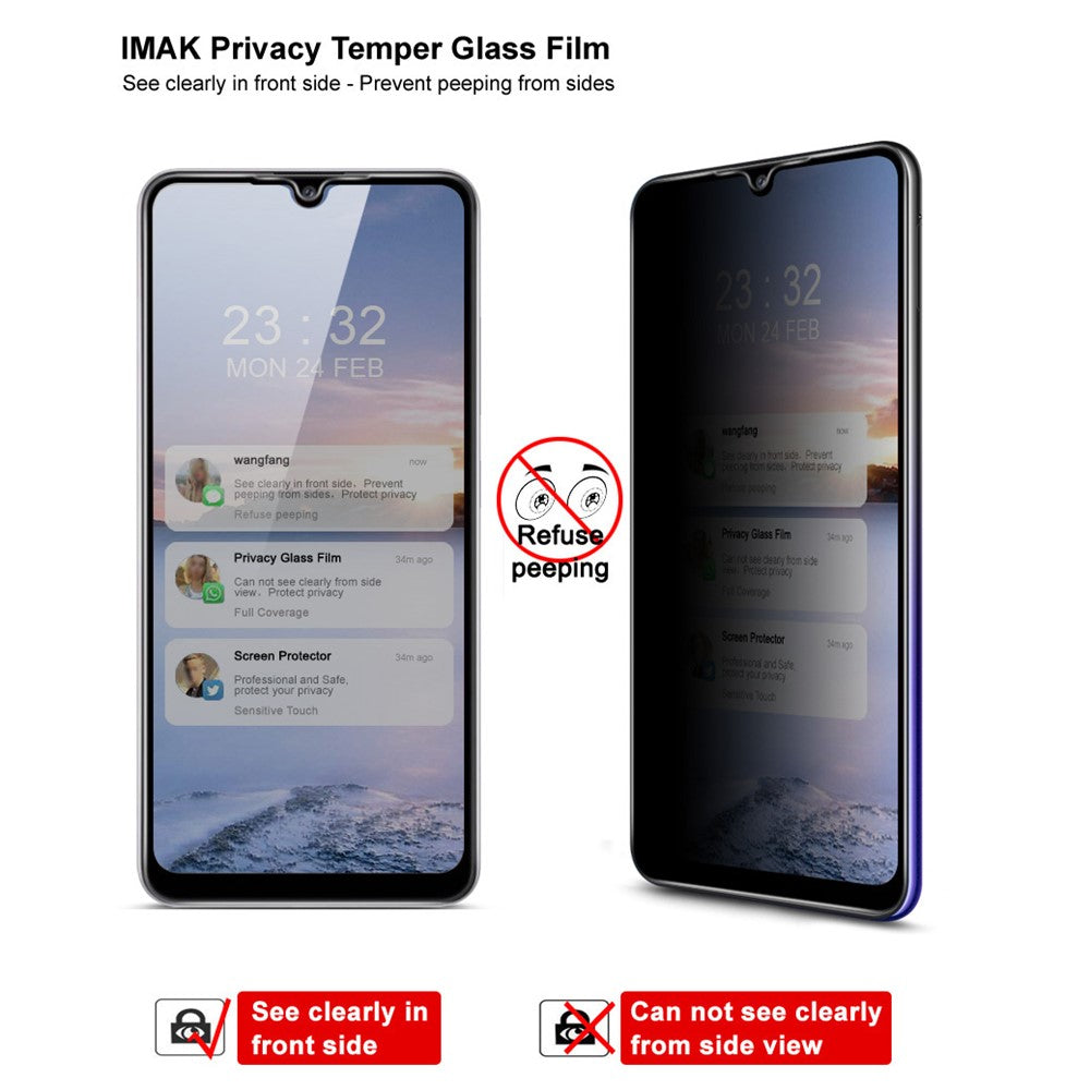 IMAK Anti-Peep 9H-hårdhet Härdat Glasskydd för Samsung Galaxy A32 4G