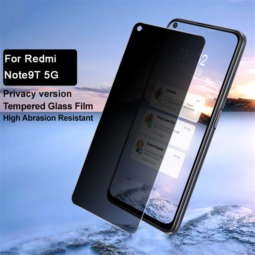 IMAK Anti-Spying 9H Ultra Clear Tempered Glass Protector for Xiaomi Redmi Note 9 5G / Note 9T 5G
