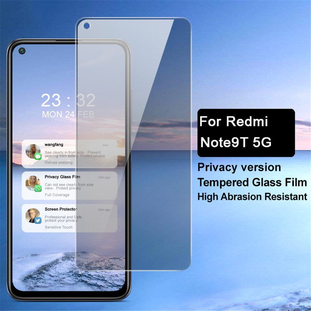 IMAK Anti-Spying 9H Ultra Clear Tempered Glass Protector for Xiaomi Redmi Note 9 5G / Note 9T 5G