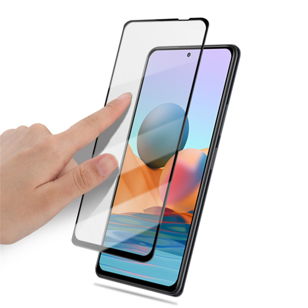 AMORUS Full Covering Full Glue Silk Printing Tempered Glass Screen Protector Film for Xiaomi Redmi Note 10 5G/Poco M3 Pro 5G/4G