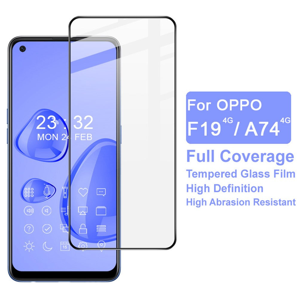 IMAK Pro+ Series Anti-explosion Full Screen Coverage Tempered Glass Screen Protector for Oppo F19 / Oppo A74 4G