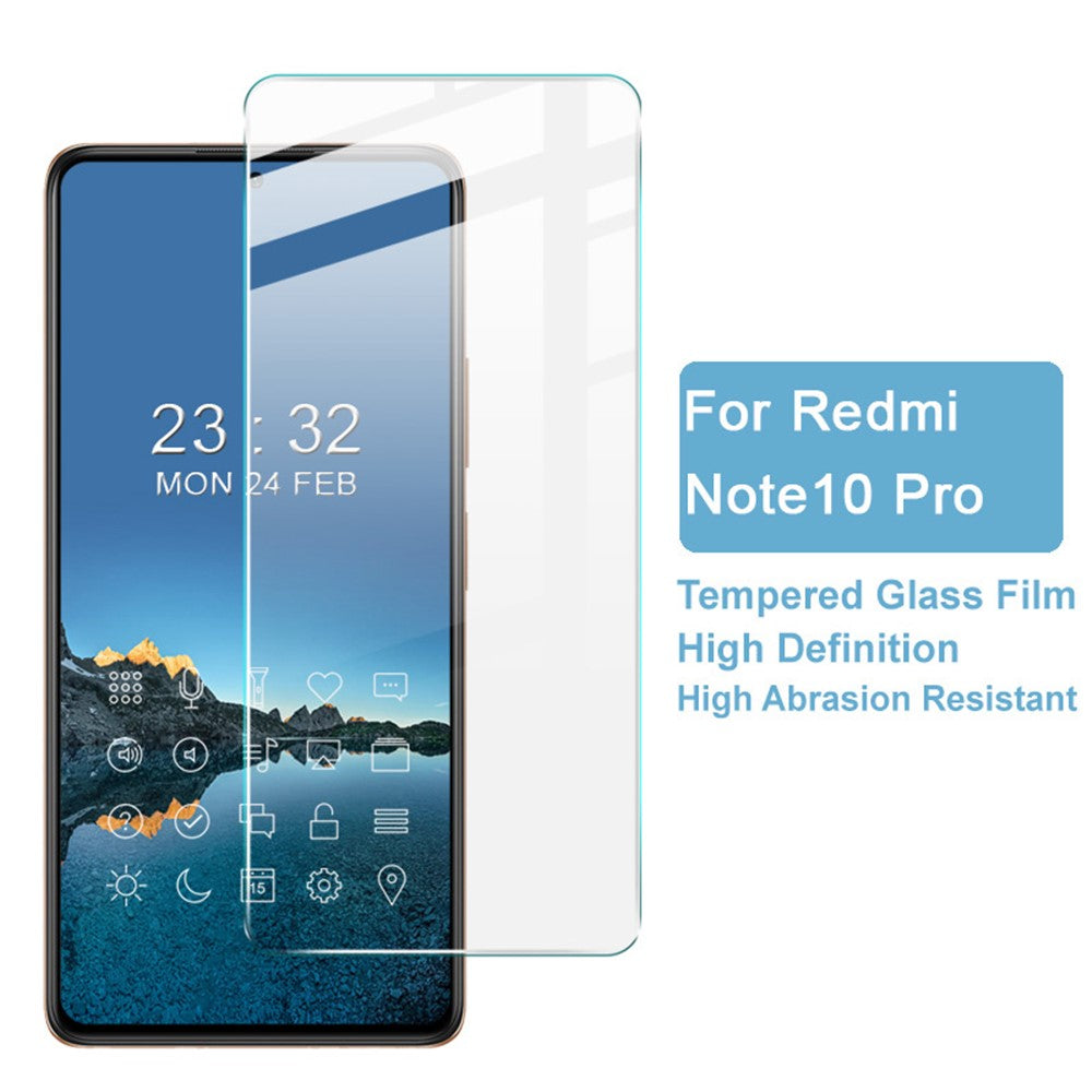 IMAK H-seriens splittersäkert skärmskydd i härdat glas med hög upplösning för Xiaomi Redmi Note 10 Pro 4G (Indien)/(Globalt)/Note 10 Pro Max