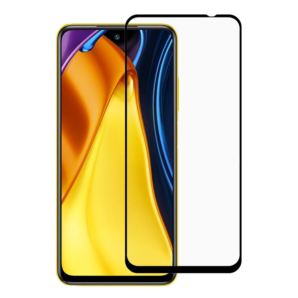 Heltäckande, heltäckande, reptålig skärmskyddsfilm i härdat glas med silkestryck för Xiaomi Poco M3 Pro 4G/5G