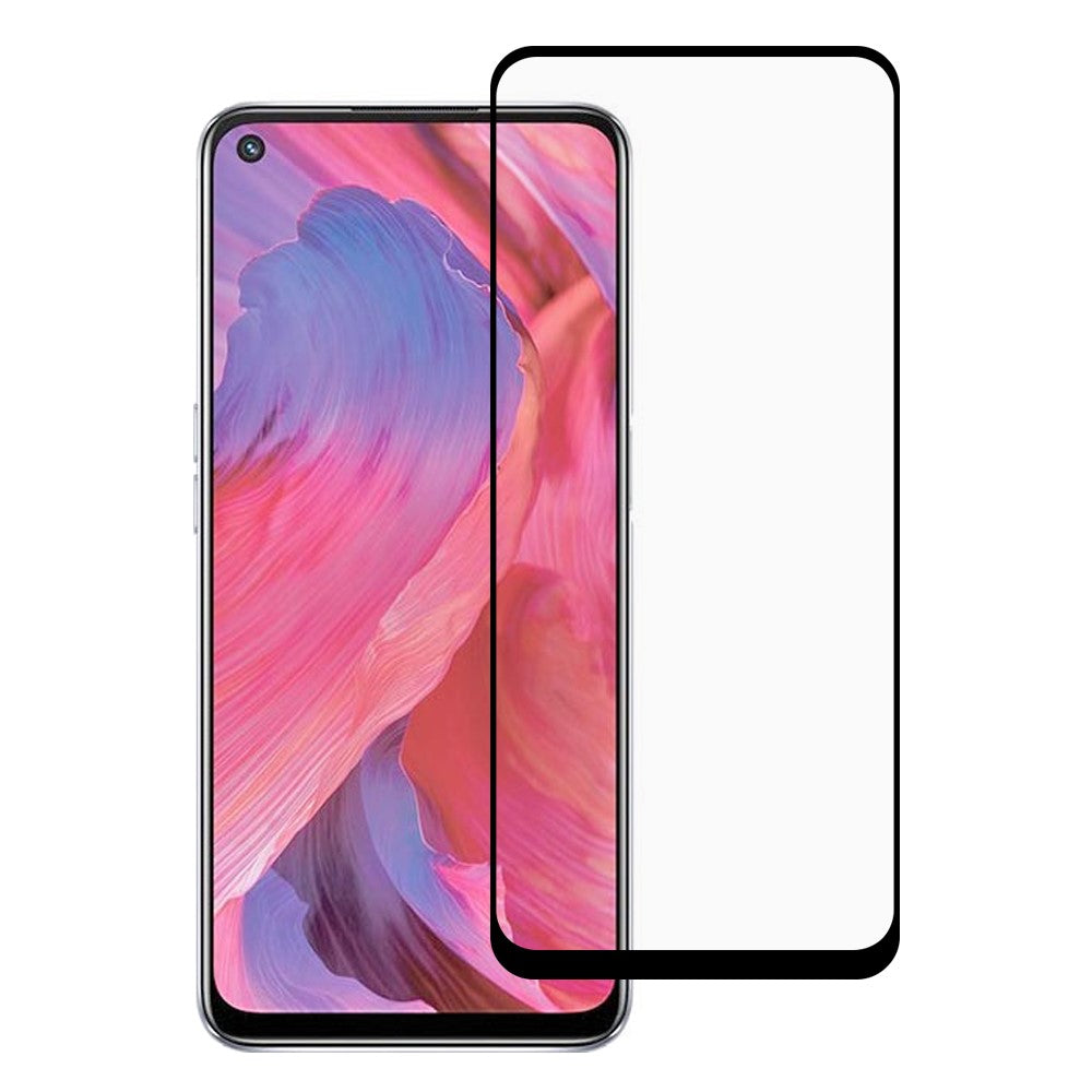 Full Coverage Anti-Scratch Silk Print Tempered Glass Full Glue Screen Protector Film for Oppo A74 5G