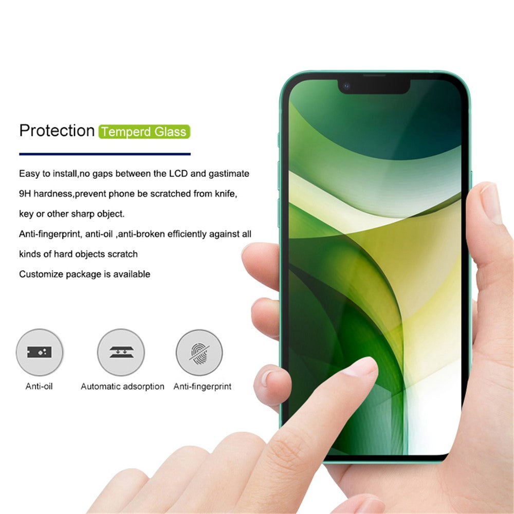 MOCOLO HD 9H Full Screen Coverage Silk Print Tempered Glass Full Glue Protector for iPhone 13 Pro Max / 14 Plus