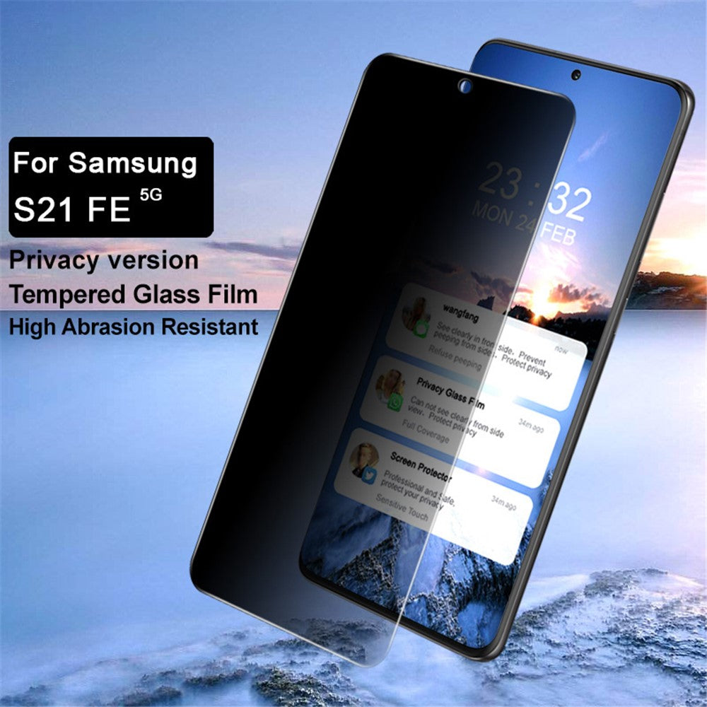IMAK hærdet glas med 9H-hårdhed, spejlbelægning og touchskærm til Samsung Galaxy S21 FE