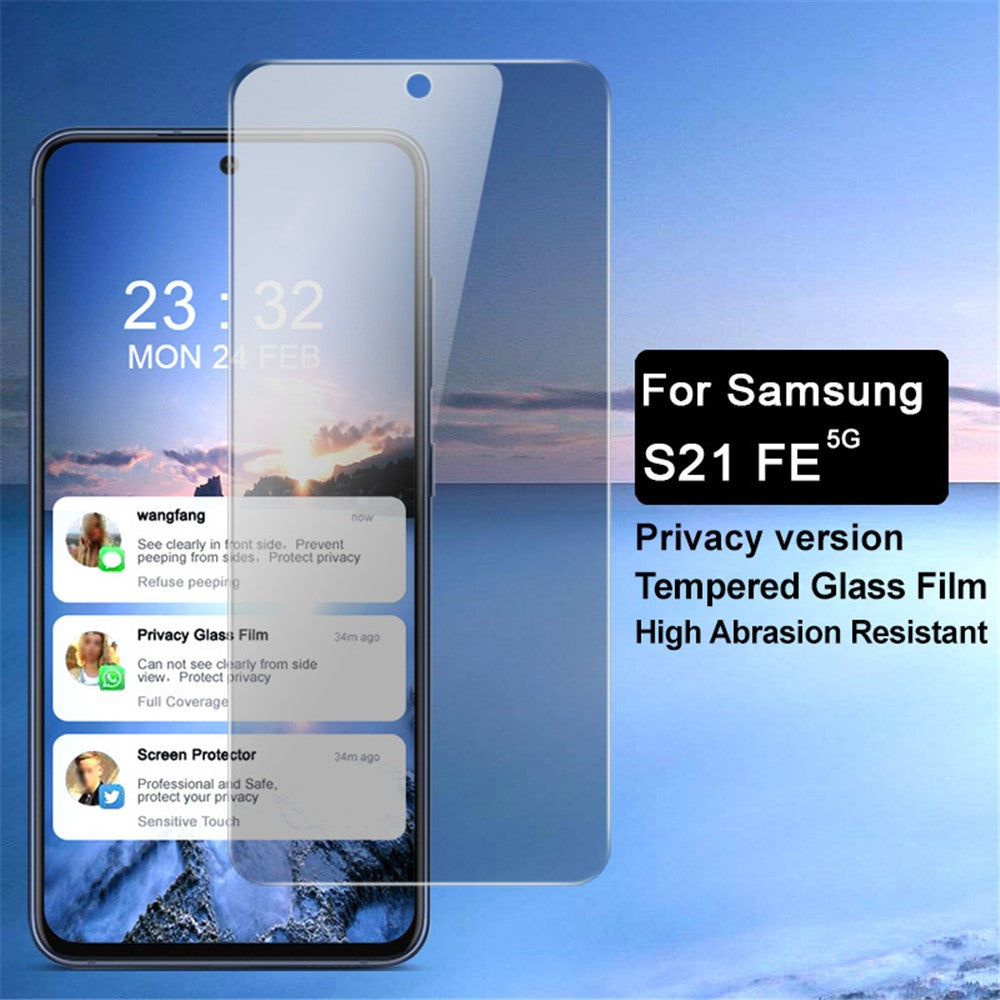 IMAK hærdet glas med 9H-hårdhed, spejlbelægning og touchskærm til Samsung Galaxy S21 FE