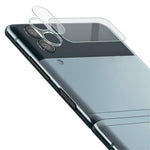 IMAK 1 stk. hærdet glaslinsebeskyttelsesfilm med høj lystransmission + 1 stk. bagskærmbeskyttelsessæt til Samsung Galaxy Z Flip3 5G