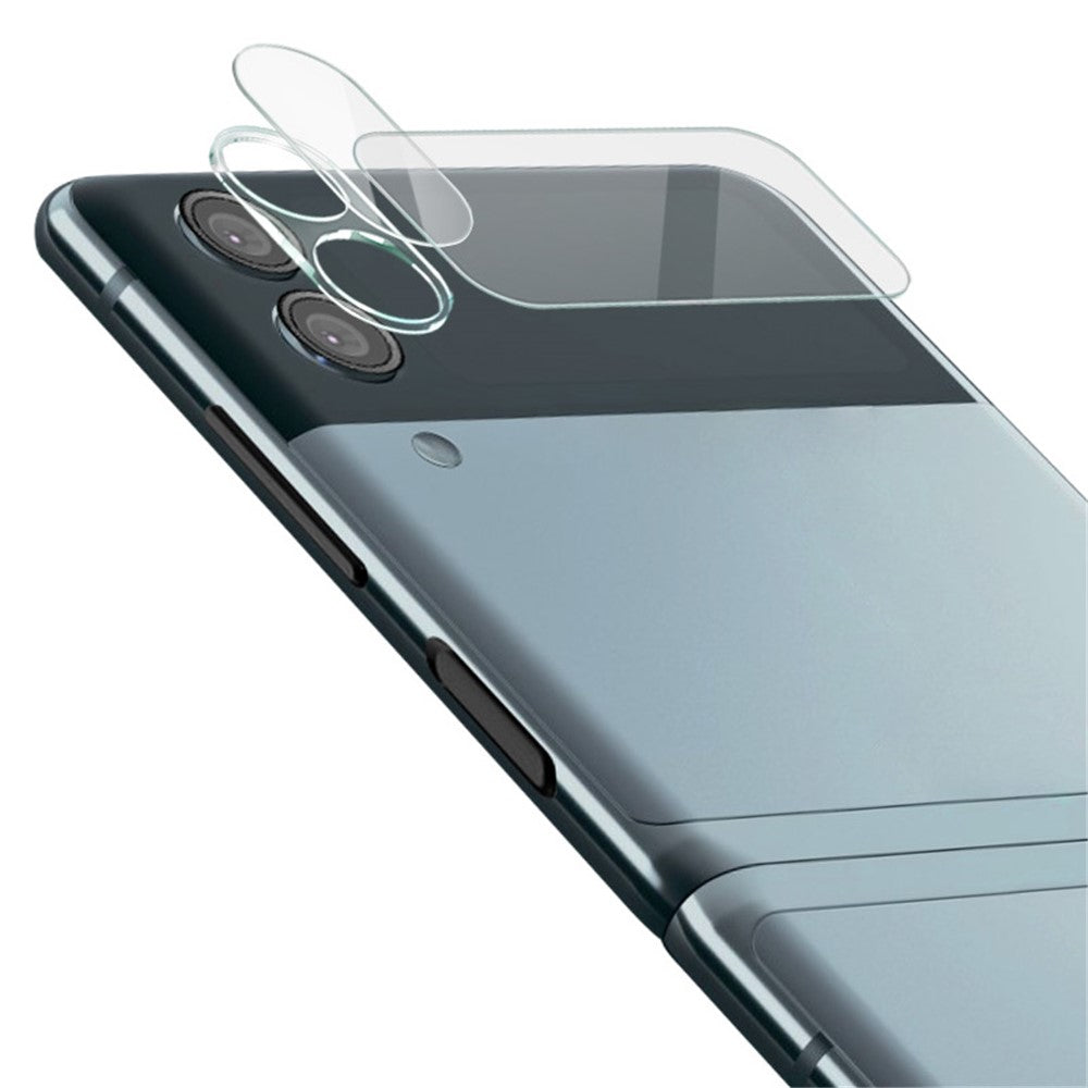 IMAK 1 stk. hærdet glaslinsebeskyttelsesfilm med høj lystransmission + 1 stk. bagskærmbeskyttelsessæt til Samsung Galaxy Z Flip3 5G