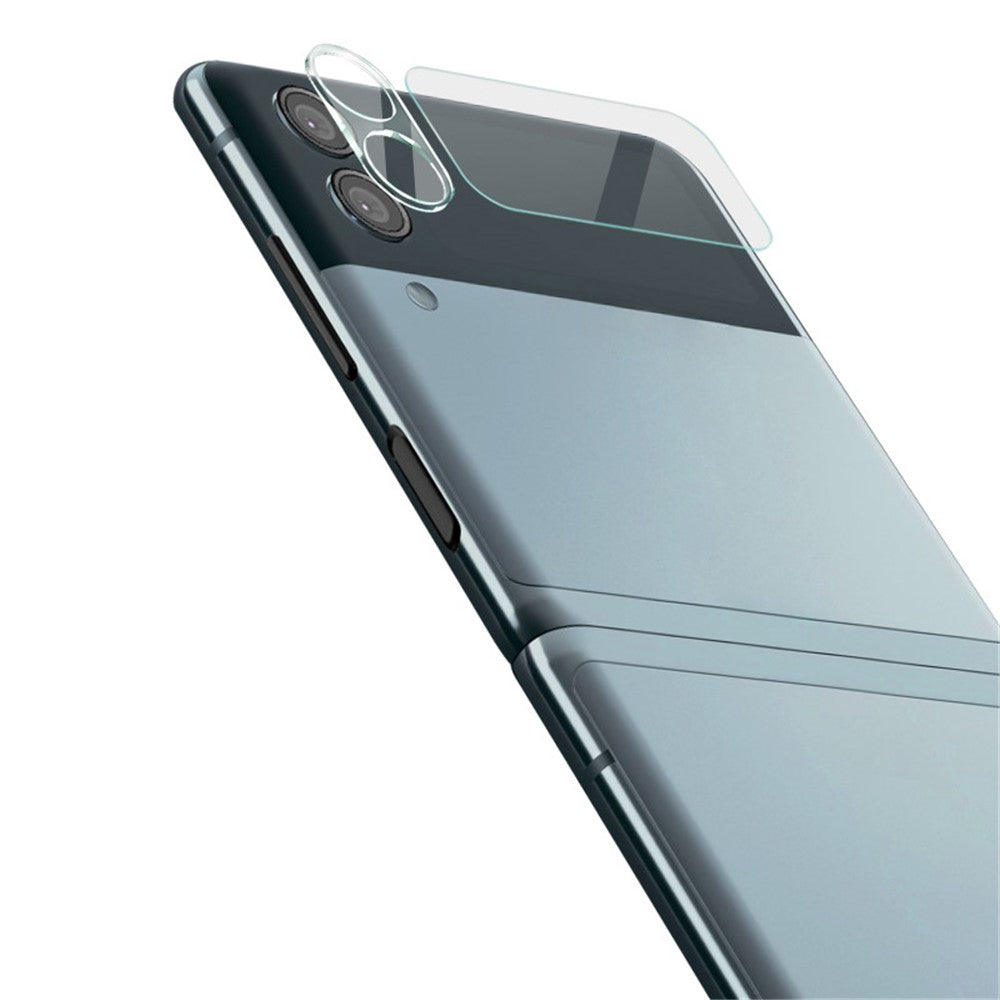 IMAK 1 stk. hærdet glaslinsebeskyttelsesfilm med høj lystransmission + 1 stk. bagskærmbeskyttelsessæt til Samsung Galaxy Z Flip3 5G