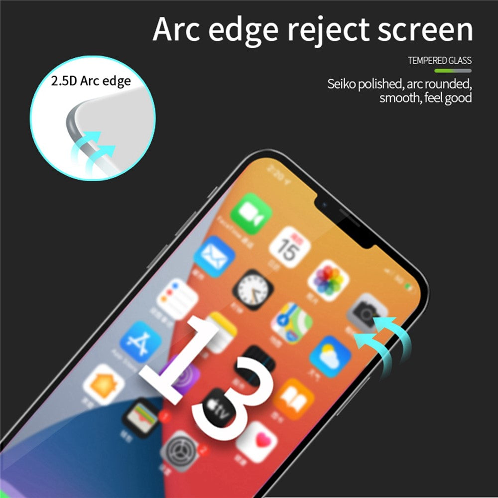 PINWUYO Full Coverage Full Glue 2.5D 9H Anti-Fingerprint Anti-explosion Tempered Glass Protector for iPhone 13 mini 5.4 inch