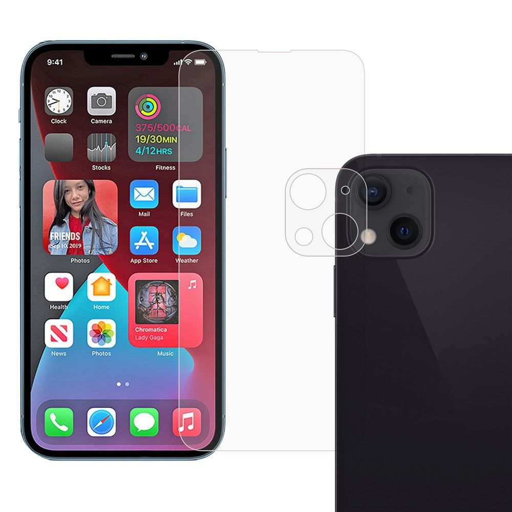 Ridsefast 9H Hårdhed 2.5D Buet Kant Beskyttelsesglas + Beskyttelse til Bagerste Kameralinse til iPhone 13 mini 5.4 tommer