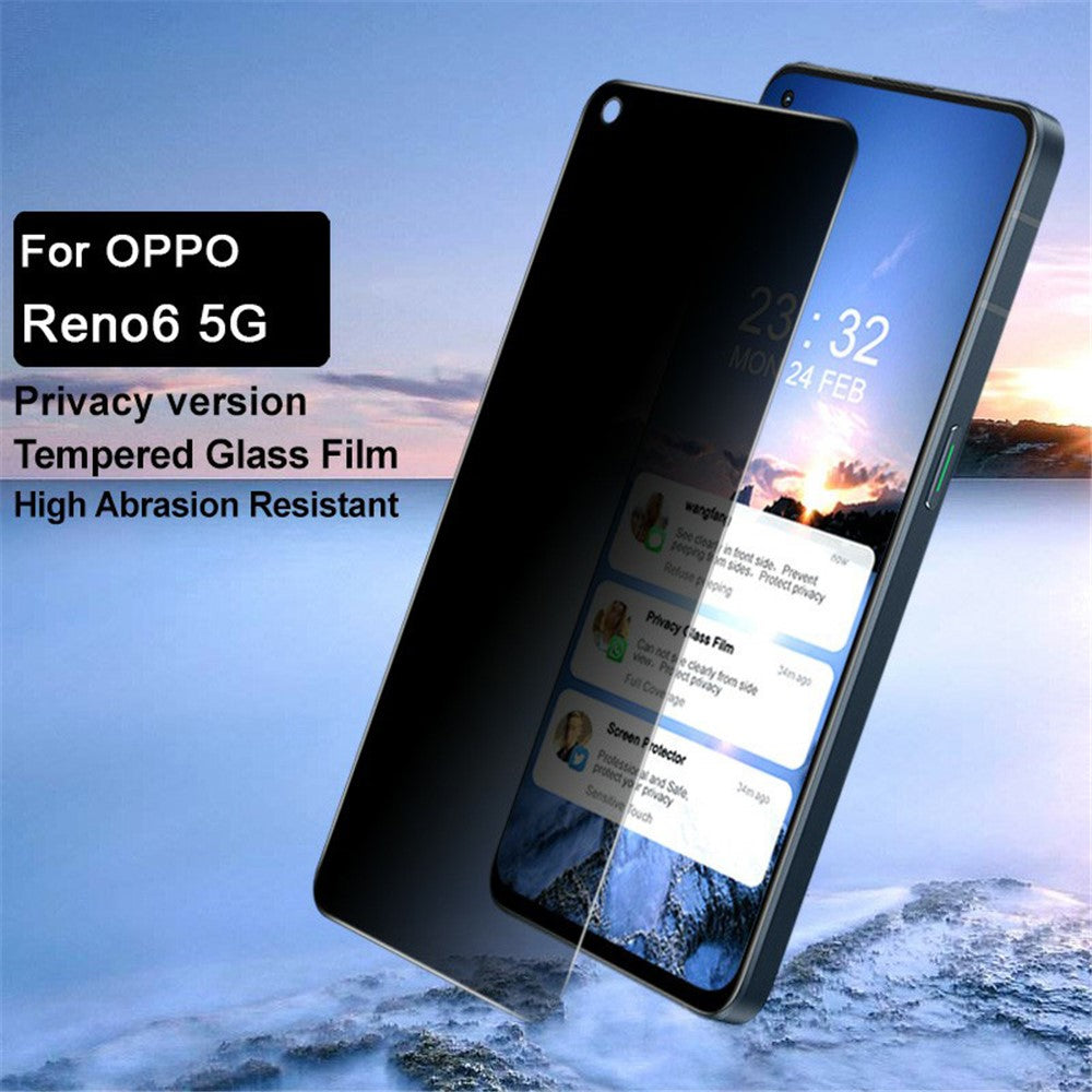 IMAK Full Coverage 9H Hardness Anti-Scratch Anti-Peep Tempered Glass Screen Film for Oppo Reno6 5G