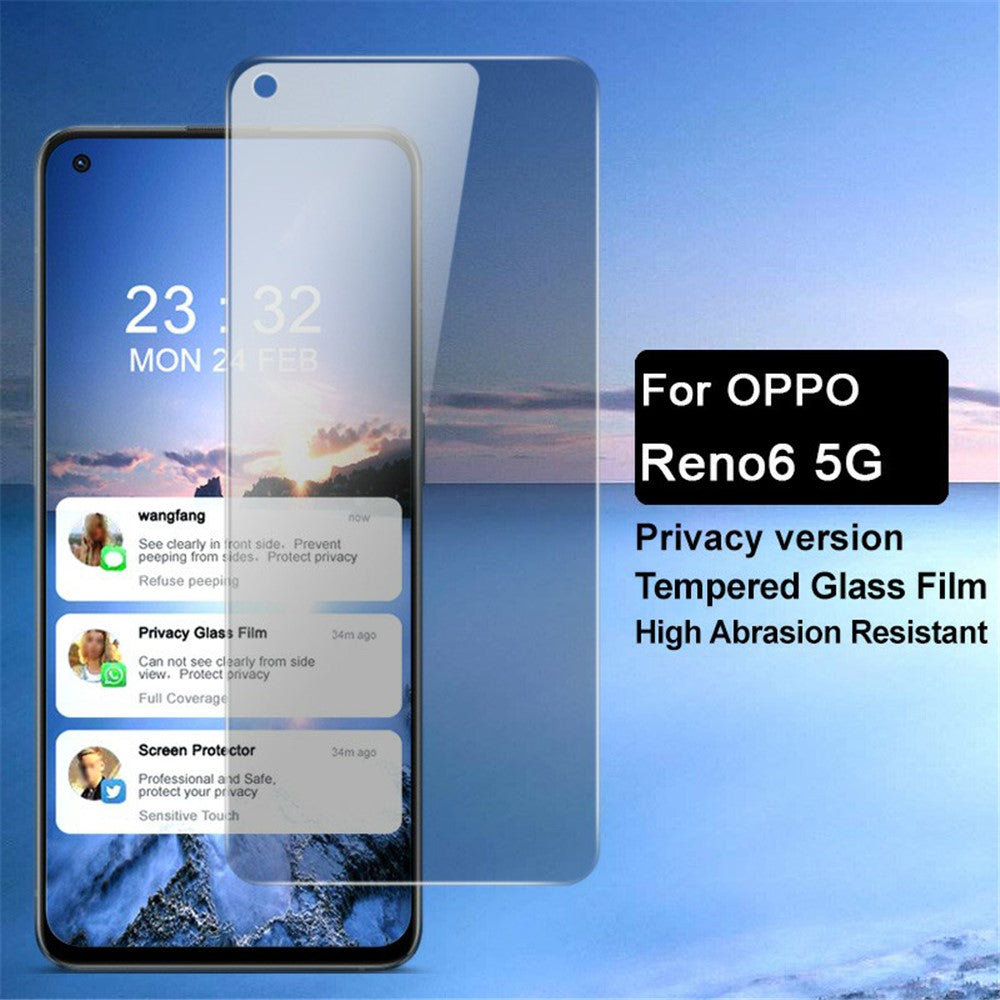 IMAK Full Coverage 9H Hardness Anti-Scratch Anti-Peep Tempered Glass Screen Film for Oppo Reno6 5G
