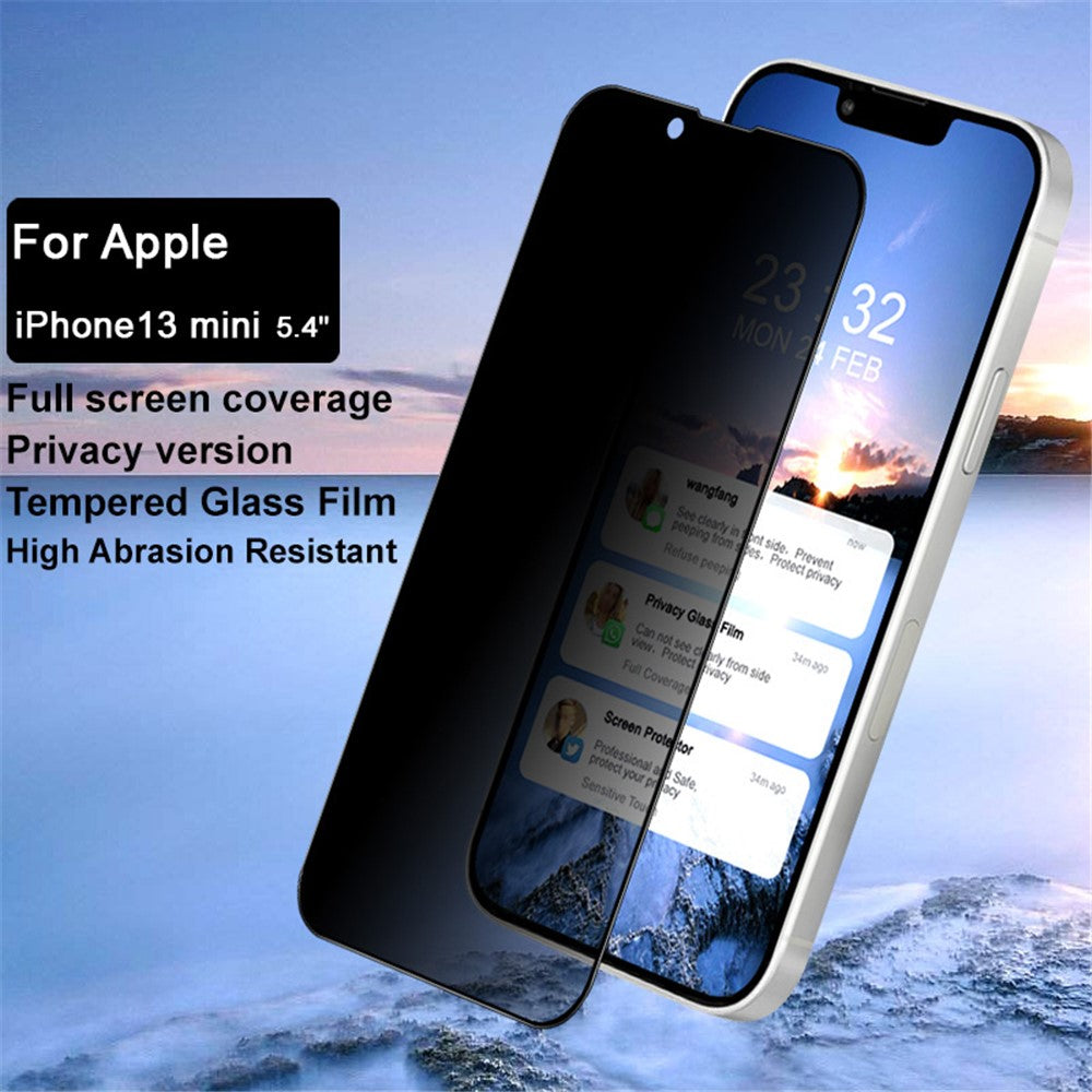 IMAK Full Coverage Premium Privacy Anti-Peep 9H Hardness Tempered Glass Screen Protector for iPhone 13 mini 5.4 inch