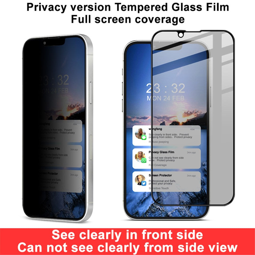 IMAK Anti-Spy 9H Hardness Anti-Peep Full Coverage Tempered Glass Screen Protector for iPhone 13 Pro Max / 14 Plus