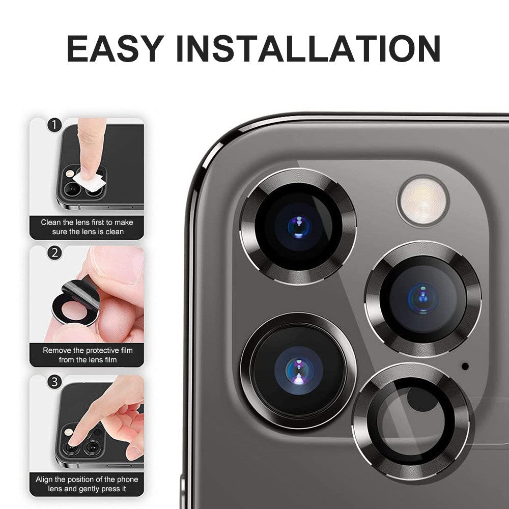 ENKAY HAT PRINCE HD Klar 9H Hærdet Glas Aluminium Legering Bagkamera Linse Ring Dæksel Beskytter (3 stk./gruppe) til iPhone 13 Pro / 13 Pro Max